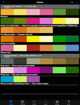 Palettes screenshot
