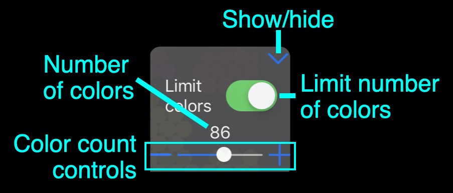 Annotated mosaic tab color controls