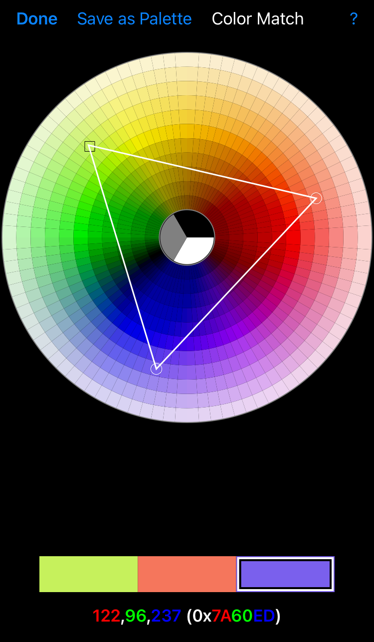 iphone screenshot of color matching