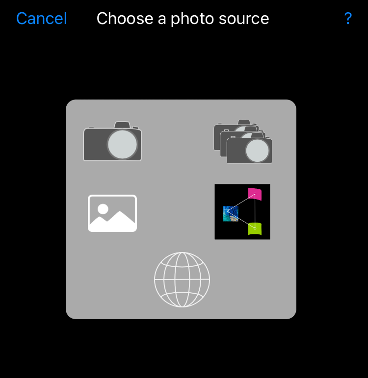 screenshot of ways to get photos