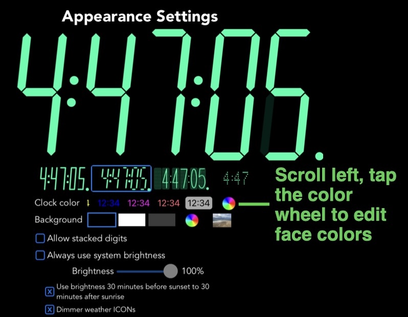 To create custom clock face colors