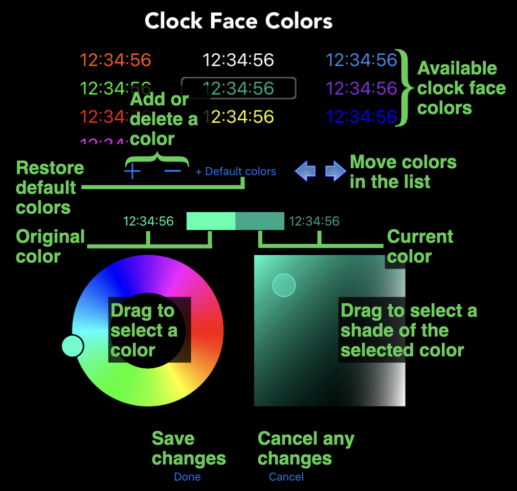 Editing clock face colors
