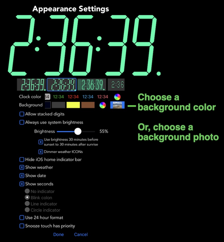 Choosing a background color