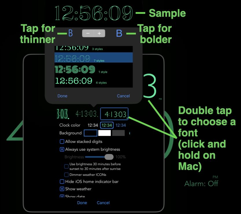 Appearance settings choosing a font style