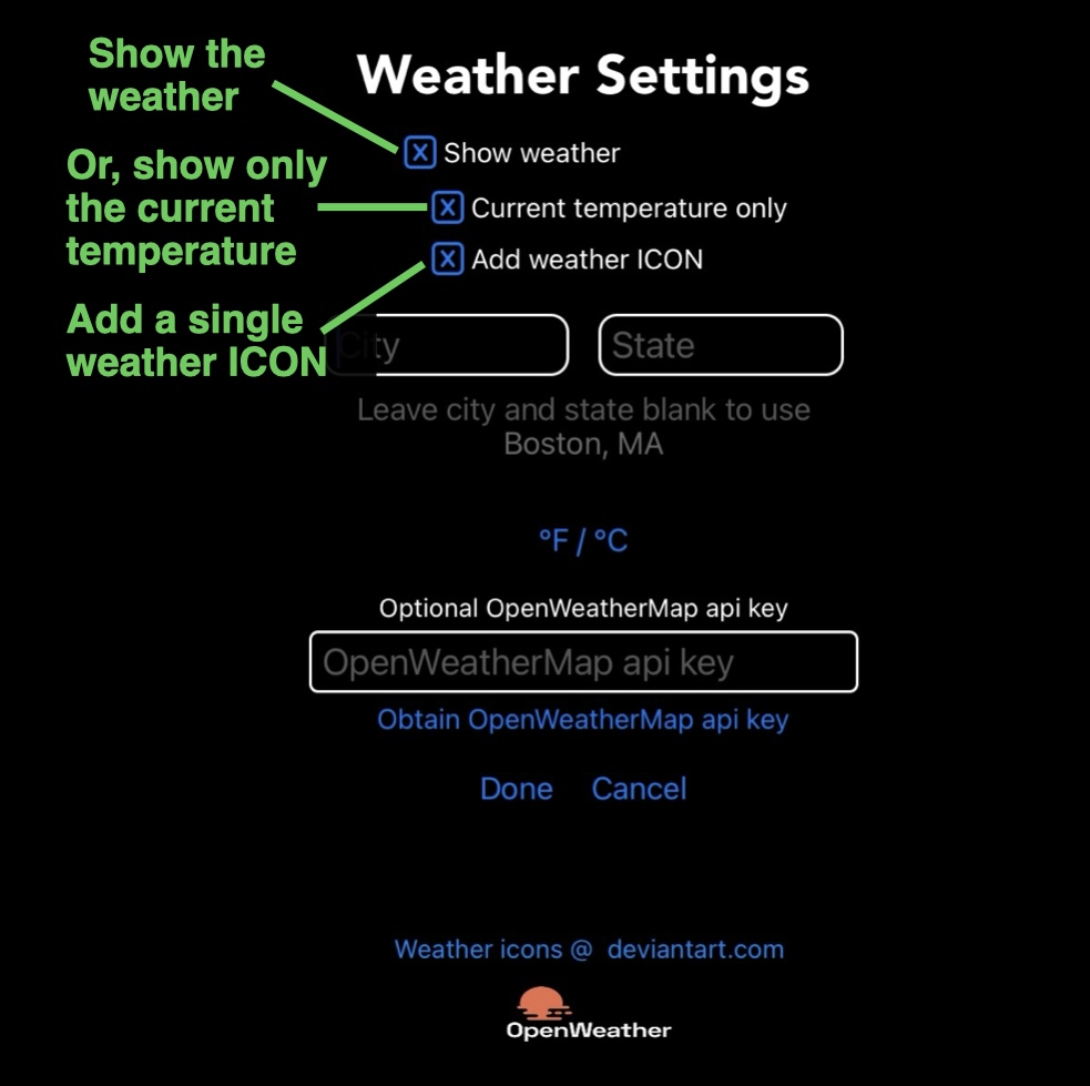 Enable or disable weather display