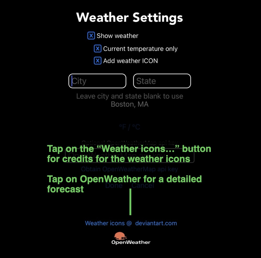 How to see the credits for the weather forecast
