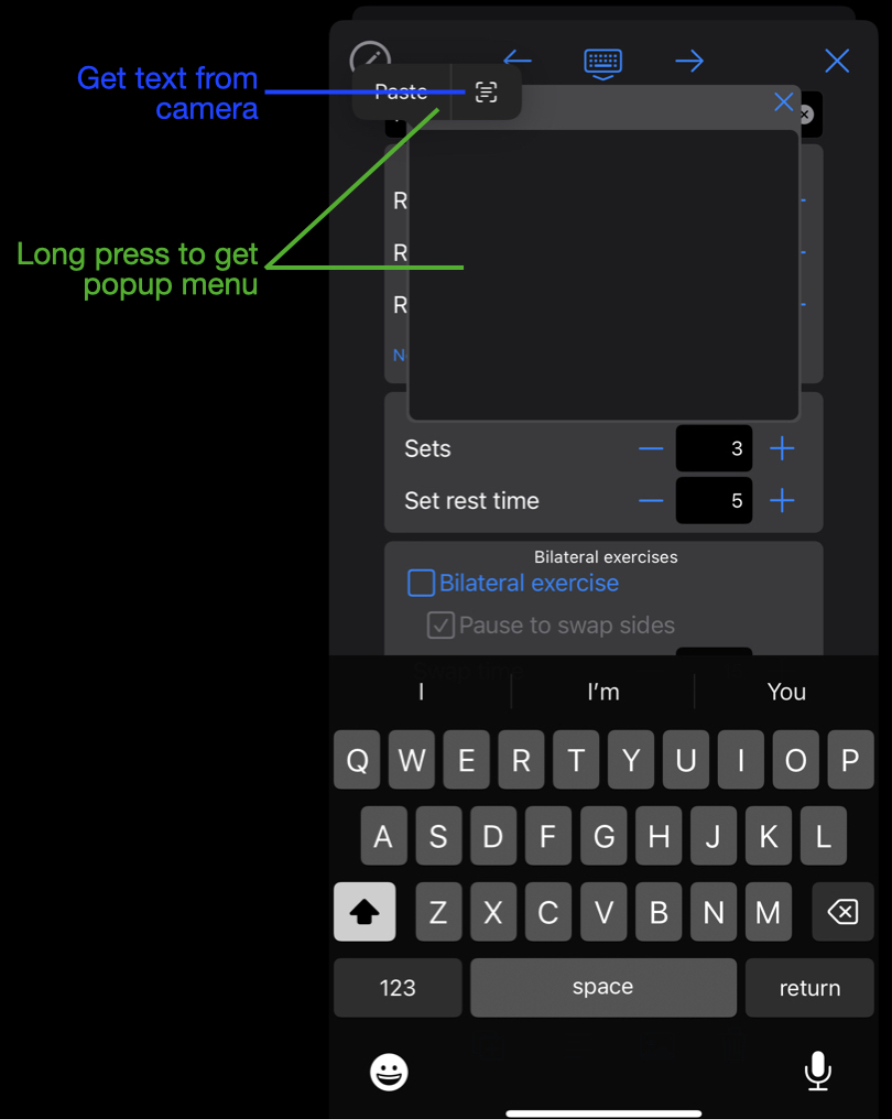 Annotated screen shot of adding a description